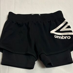 Umbro Black Athletic Layered Girls' Shorts with White Logo